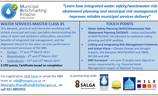 The Municipal Benchmarking Initiative (MBI, including the South African Local Government Association (SALGA) and the Water Research Commission (WRC), and in partnership with eThekwini Municipality’s Water and Sanitation...